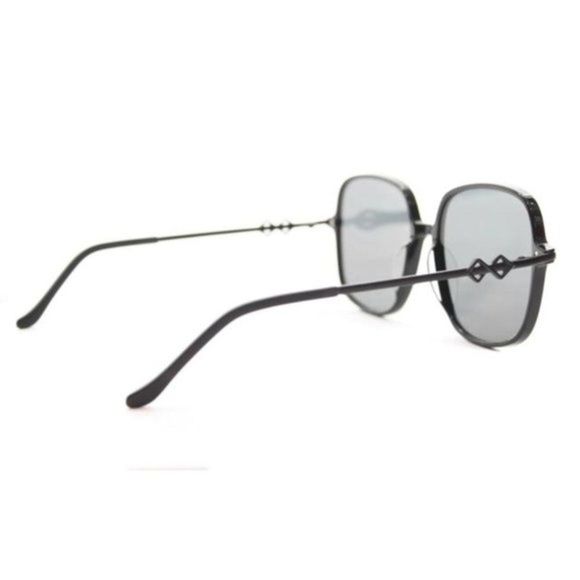 KAREN WAZEN BLACK SQUARE PLASTIC FRAME SUNGLASSES